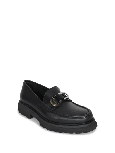 Ferragamo Chunky Sole Loafers With Metal Buckle Detail In Black