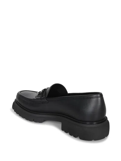 Ferragamo Chunky Sole Loafers With Metal Buckle Detail In Black