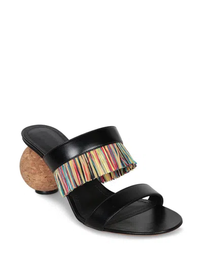 Ferragamo Black Nappa Leather Sandals With 75mm Heel In Black