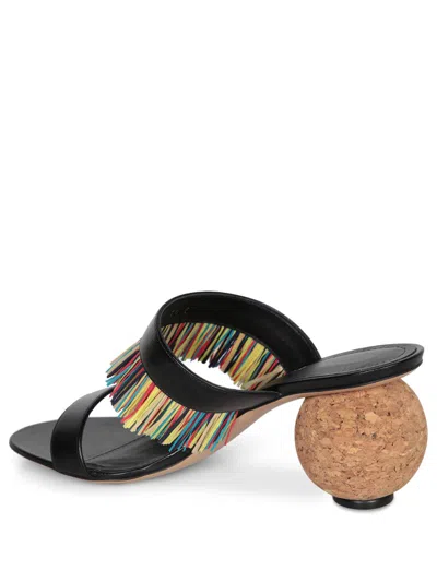 Ferragamo Black Nappa Leather Sandals With 75mm Heel In Black