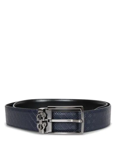 Ferragamo Square Anim Midnight Dark Blue Belt In Blue