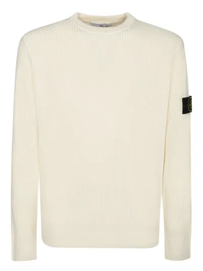 Stone Island Wool Blend Sweatshirt With Iconic Logo Patch And Timeless Design In White