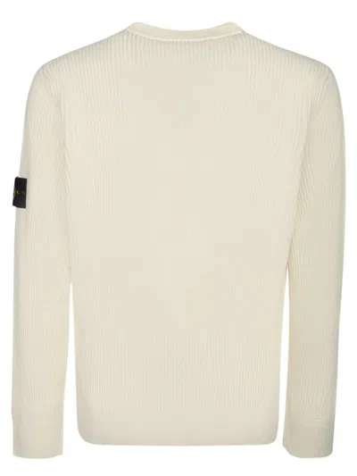 Stone Island Wool Blend Sweatshirt With Iconic Logo Patch And Timeless Design In White