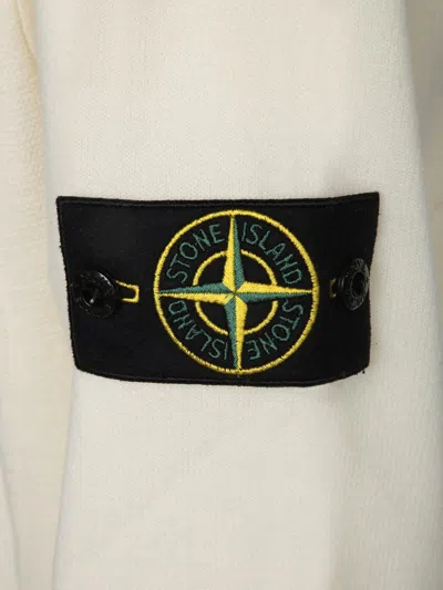 Stone Island Textured Knit Sweater With Crew Neckline In White