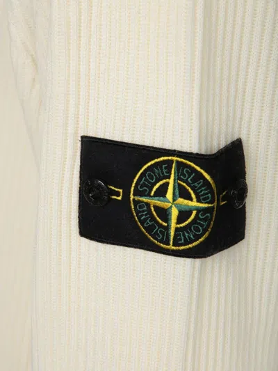 Stone Island Wool Blend Sweatshirt With Iconic Logo Patch And Timeless Design In White