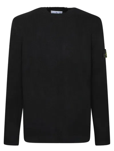 Stone Island Lightweight Wool Crew Neck Pullover In Black