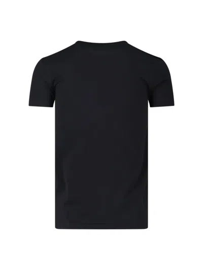 Dolce & Gabbana Black Crewneck T-shirt With Tonal Logo Lettering Embroidery On The Front In Cotton Stretch Man In Black