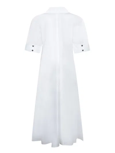 Ganni Poplin Midi Dress Bright White Size 22 In White