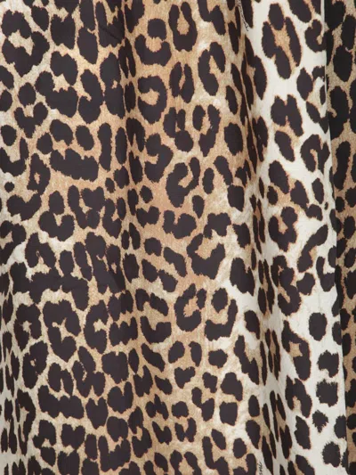 Ganni Leopard Print Cotton Midi Dress In Animal Print