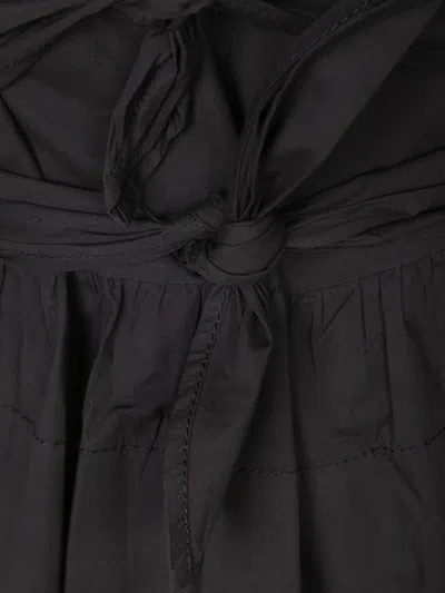 Ganni Cotton Top With Bow Detailing And Peplum Hem In Black