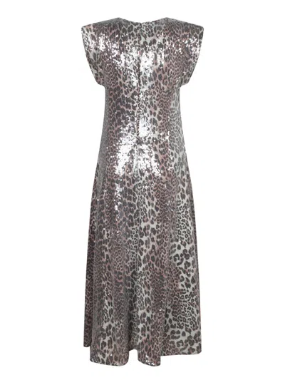 Ganni Dresses Brown In Animal Print