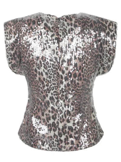 Ganni Women Printed Leopard Sequins T-shirt In Animal Print
