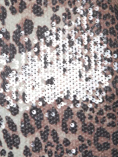 Ganni Women Printed Leopard Sequins T-shirt In Animal Print