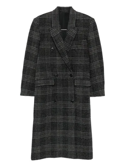 Isabel Marant Étoile Womens Grey Lexana Double-breasted Wool Coat In Black