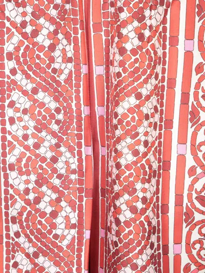 La Doublej Icon Palazzo Printed Silk-twill Wide-leg Pants In Red