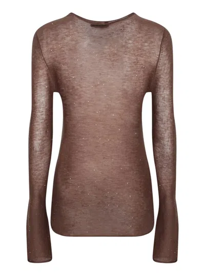 Pinko Brown Wool Sweater In Brown