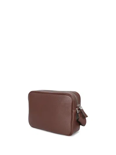 Prada Triangle Logo Leather Messenger Bag In Black
