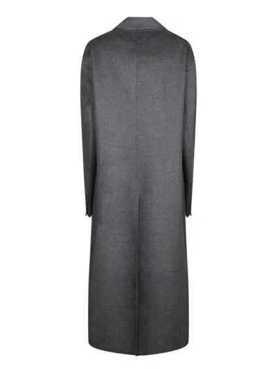 Prada Back Slit Wool Blend Coat In Gray