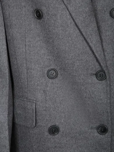 Prada Back Slit Wool Blend Coat In Gray