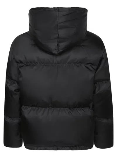 Prada Re-nylon Gabardine Hooded Down Jacket In Black