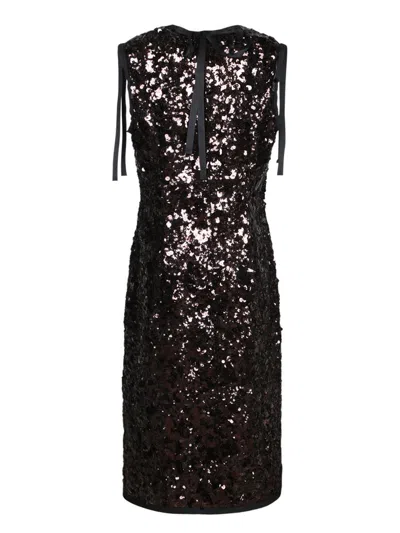 Prada Abito In Paillettes Marroni Donna In Black