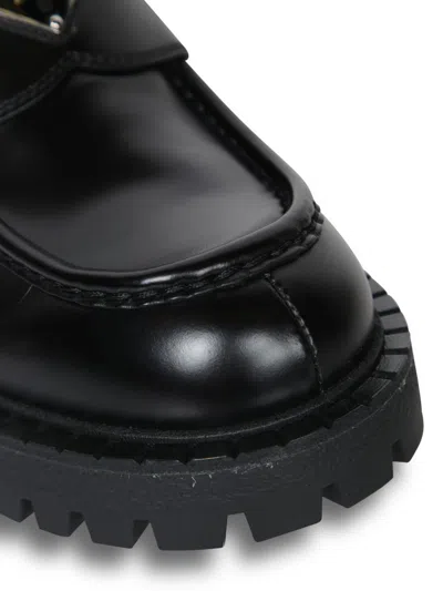 Prada Polished Black Leather Loafers With Chunky Rubber Sole In Black