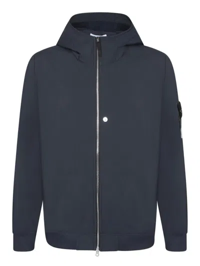 Stone Island Men Soft Shell-r Technology Logo Jacket In Blue