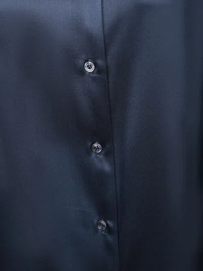 Tom Ford Collared Neck Satin Finish Long Sleeves In Blue