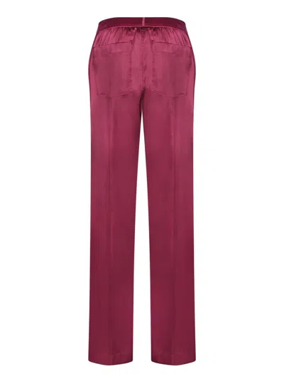 Tom Ford Fuchsia Pants With Elastic Waist With Logo Lettering In Silk Stretch Woman