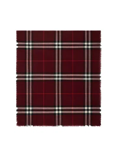 Burberry Check Wool Scarf In Red
