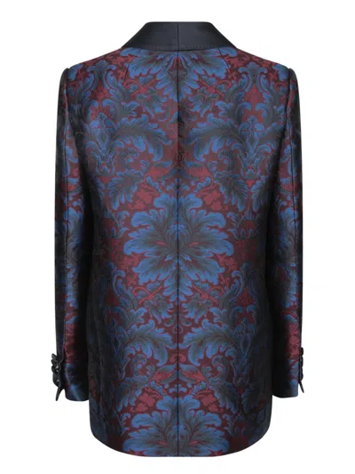 Etro Single-breasted Silk Jacquard Blazer In Blue