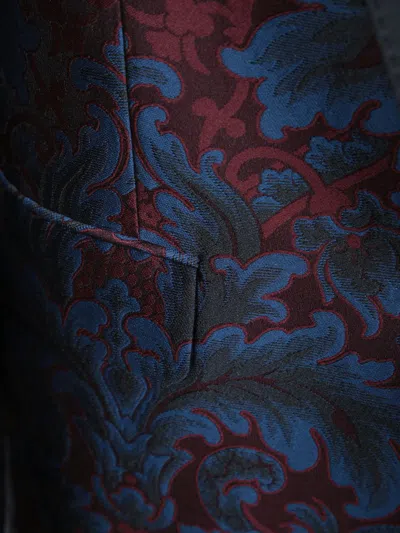 Etro Single-breasted Silk Jacquard Blazer In Blue