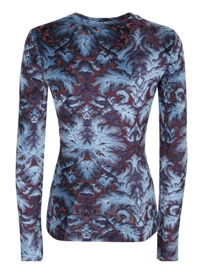 Etro Panne Crew Neck Long Sleeved Top In Multi