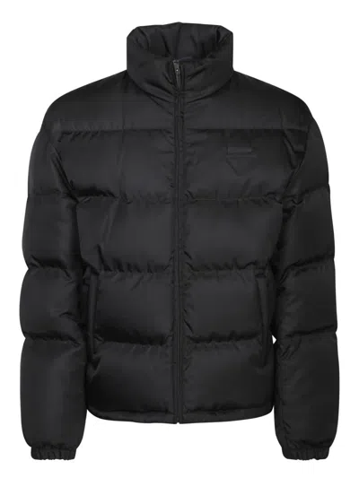 Prada Quilted Nylon Jacket Zip Pockets In Black