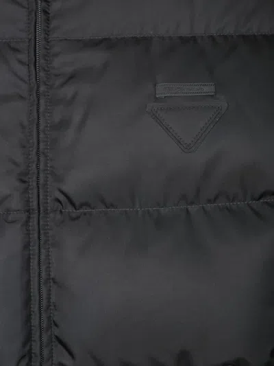 Prada Quilted Nylon Jacket Zip Pockets In Black