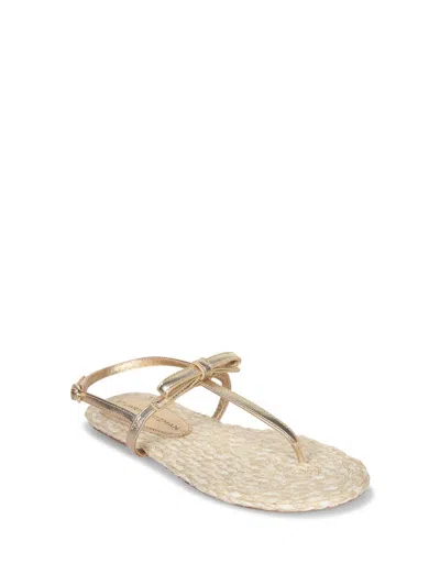 Stuart Weitzman Felicity Bow Braided Flat Open Espadrille In Neutral