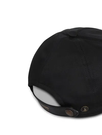 Tom Ford Logo-embroidered Leather-trimmed Cotton-twill Baseball Cap In Black