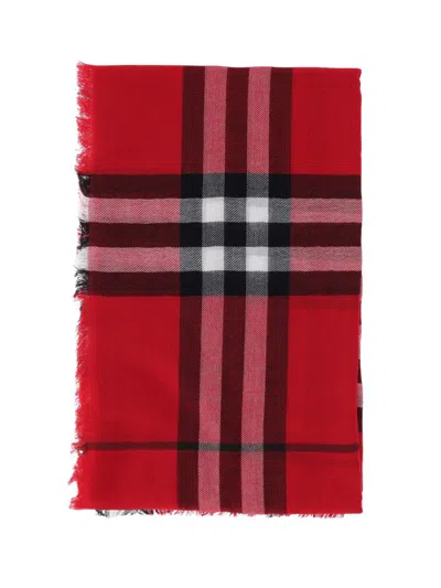 Burberry 'check' Wool Scarf In Red