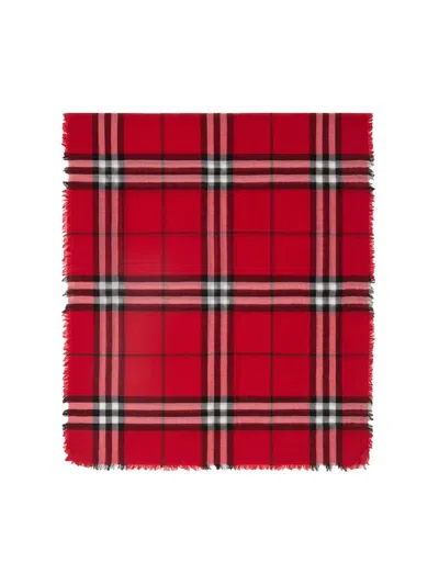 Burberry 'check' Wool Scarf In Red