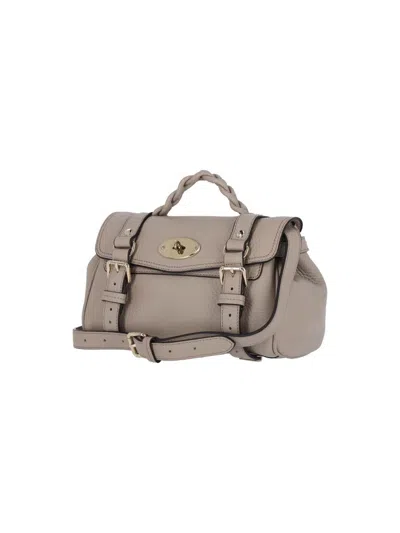 Mulberry Mini Alexa Leather Satchel In Neutral