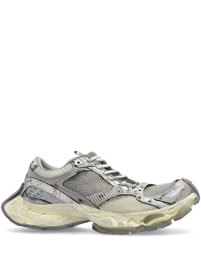 Balenciaga Women Multicolor Synthetic Leather And Mesh Stapler Sneakers In Gray