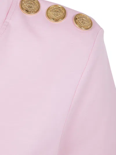 Balmain 3 Buttons Printed T-shirt In Pink