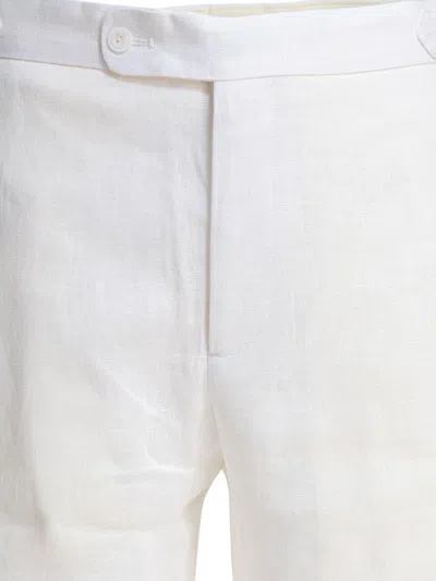 Bode Crochet-insert Linen Trousers In White