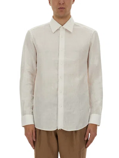 Hugo Boss Button-down Collar Shirt Semi-sheer Fabric In White