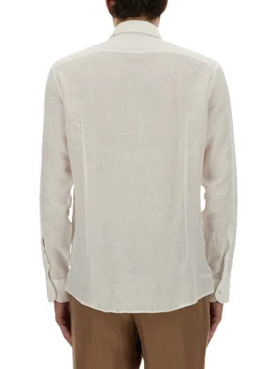 Hugo Boss Button-down Collar Shirt Semi-sheer Fabric In White