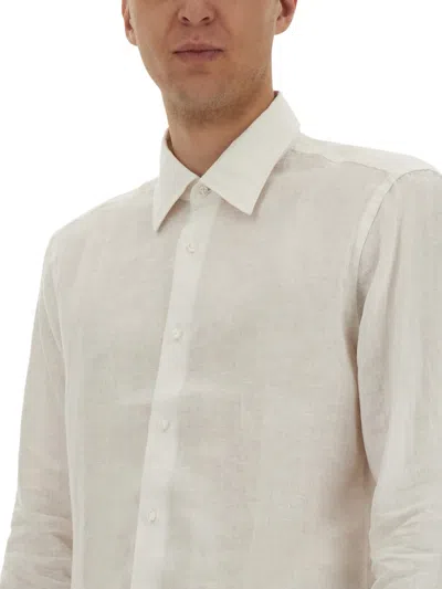 Hugo Boss Button-down Collar Shirt Semi-sheer Fabric In White