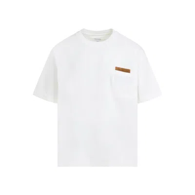 Bottega Veneta Pima Cotton T-shirt With Suede Patch In White
