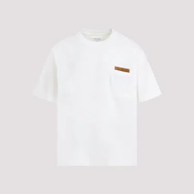 Bottega Veneta Pima Cotton T-shirt With Suede Patch In White