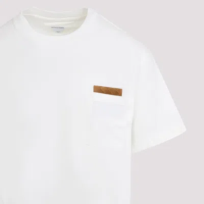 Bottega Veneta Pima Cotton T-shirt With Suede Patch In White