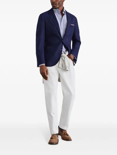 Brunello Cucinelli Single-breasted Cashmere Blazer In Blue